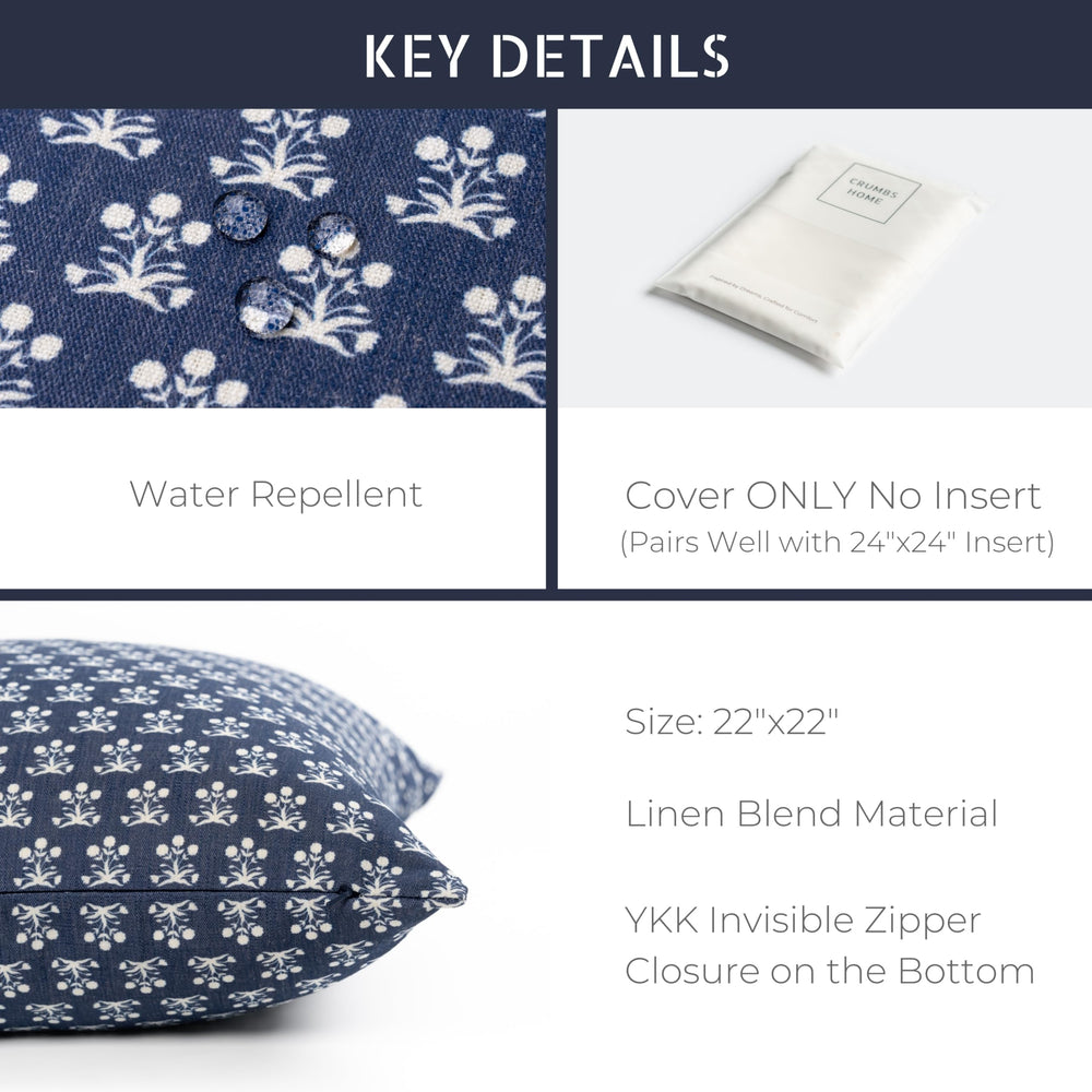 Crumbs Home cover fitted over 24-inch insert demonstrating full, rounded pillow silhouette