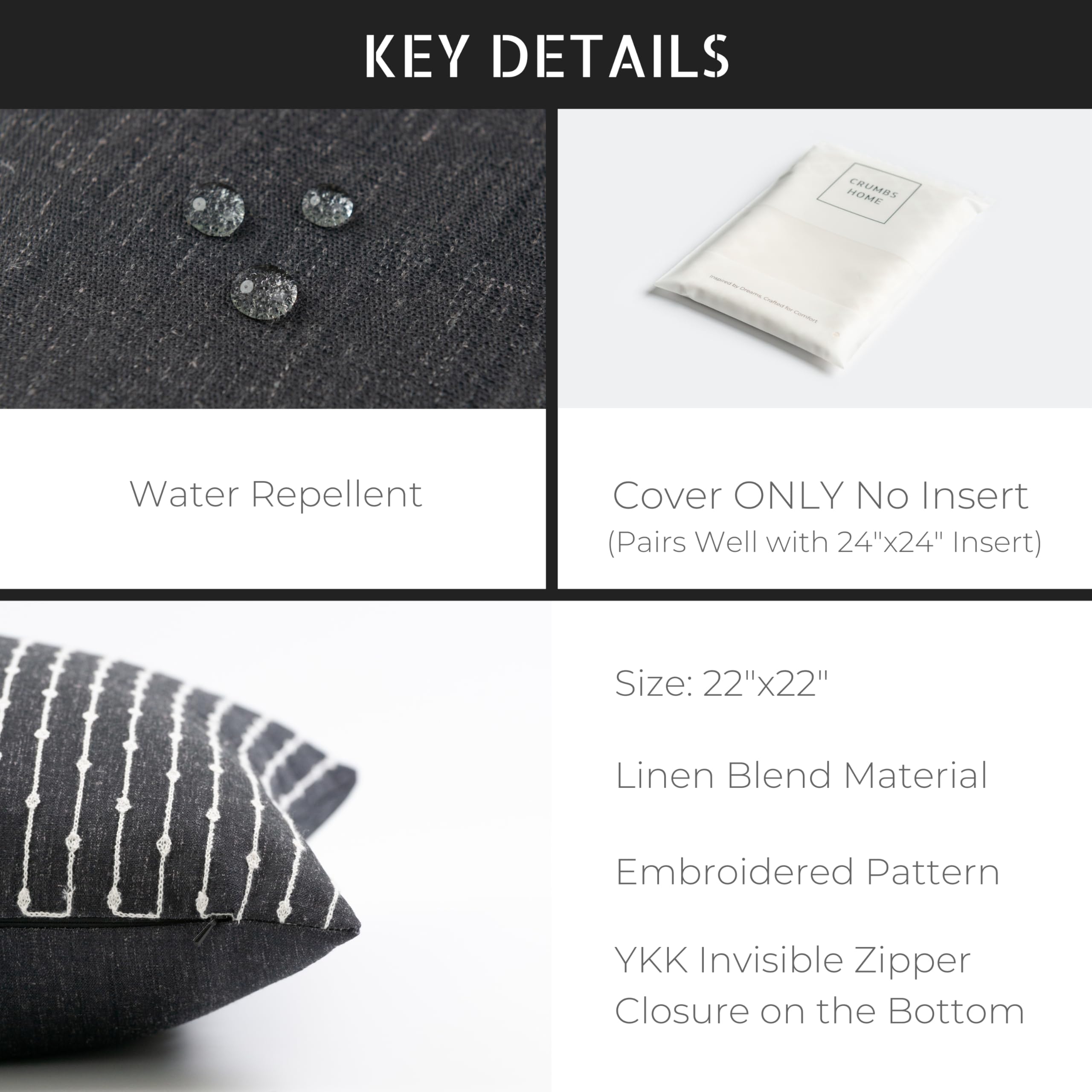 Crumbs Home fabric with water beading demonstrating water-repellent outdoor benefit