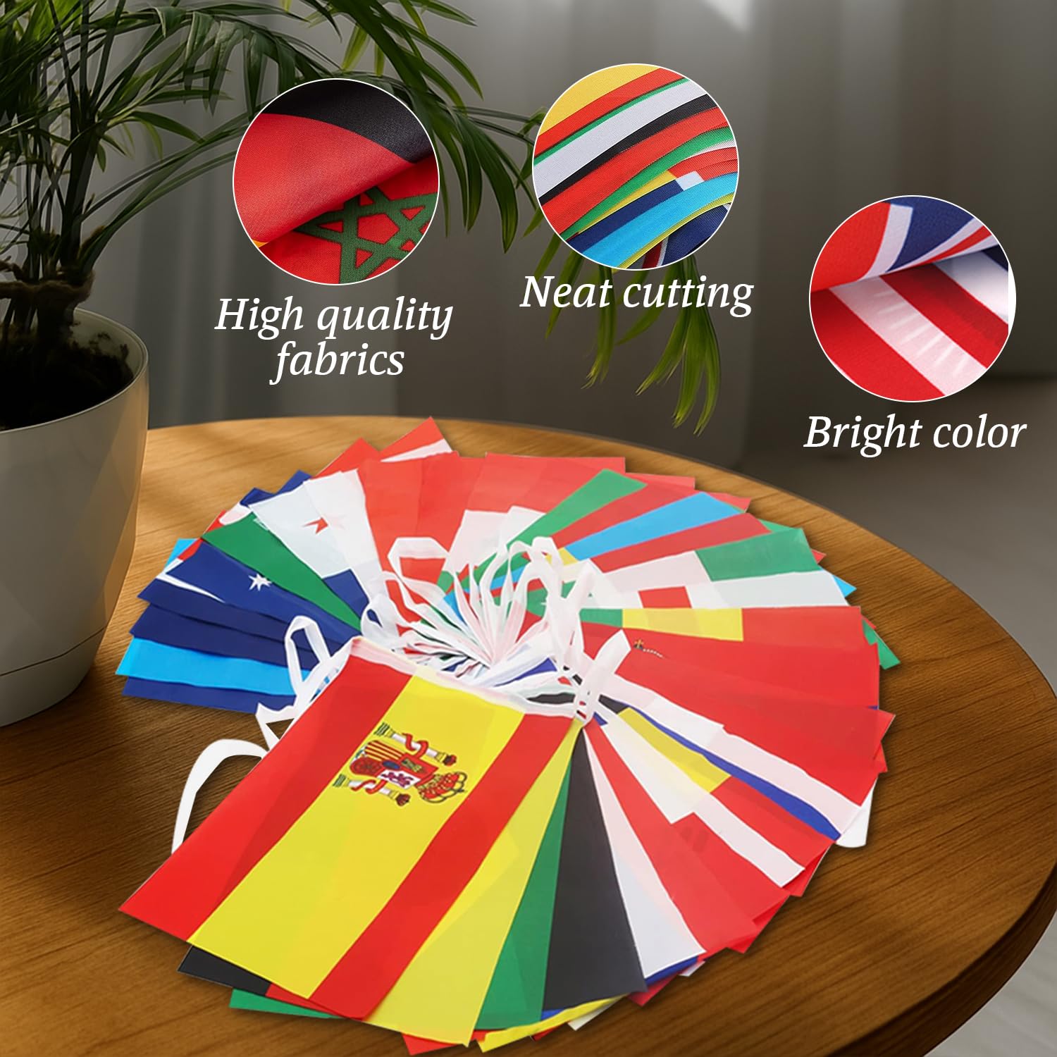 CrysGuard string flags decorating a classroom to teach geography and cultural awareness