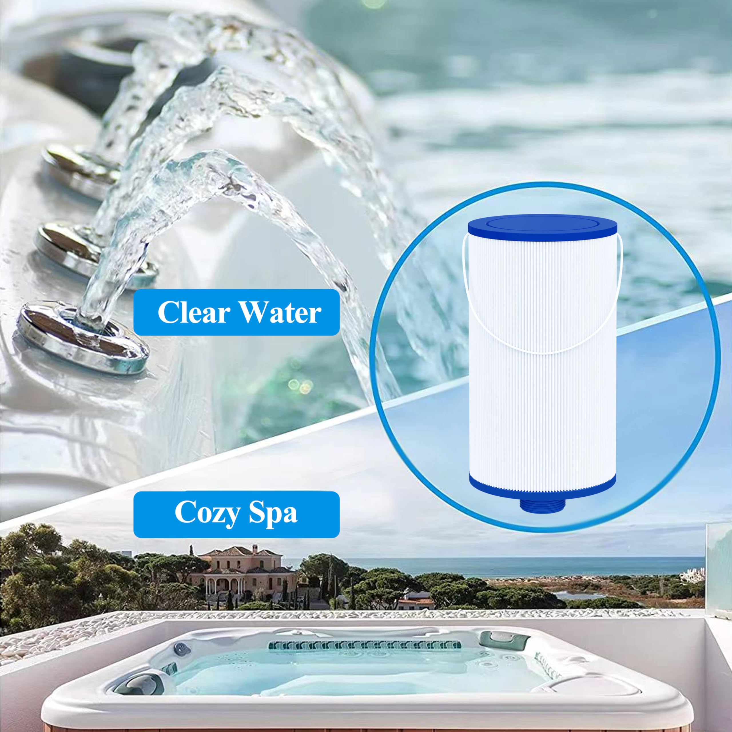 Cryspool filter in a spa setting indicating clearer water and reliable filtration