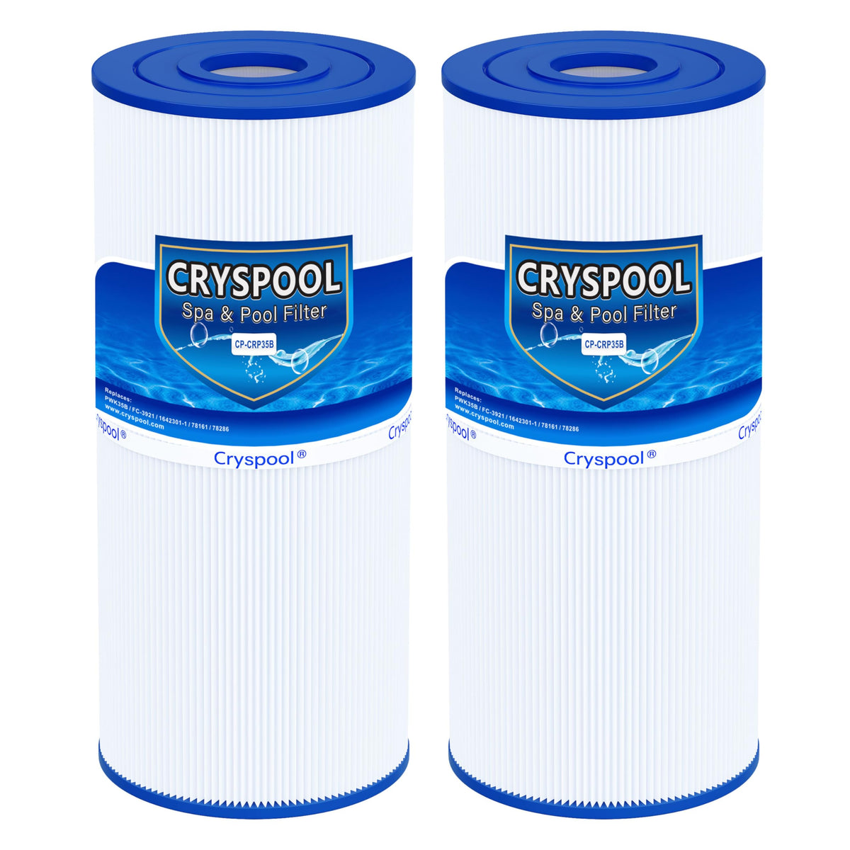 Cryspool CRP35B front view showing cartridge and label benefit of clear water