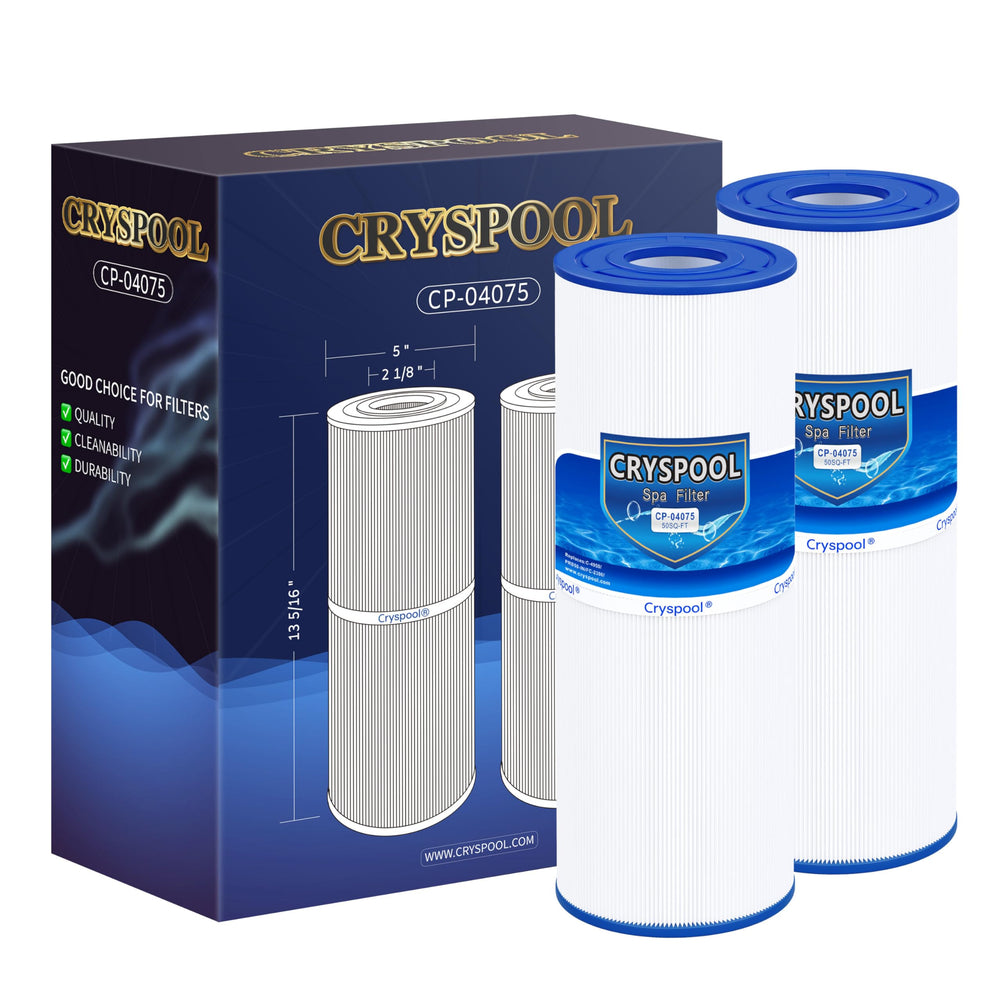 Cryspool filtro frontal empaquetado mostrando ajuste universal y confianza