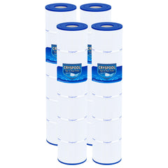 Cryspool front-packaging showing four replacement cartridges and labels, clear identification benefit