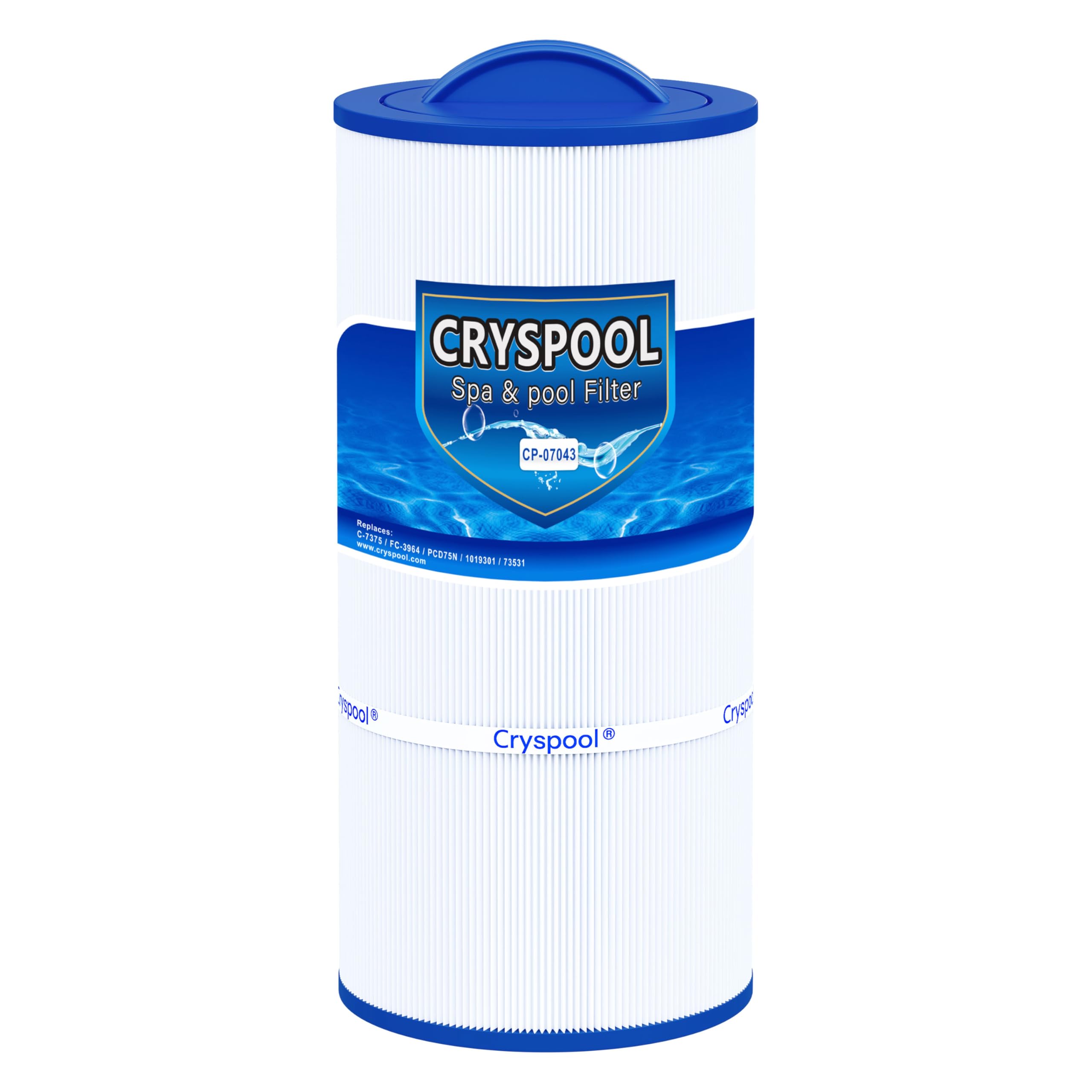 Cryspool front view showing cartridge and label, clear fit benefit