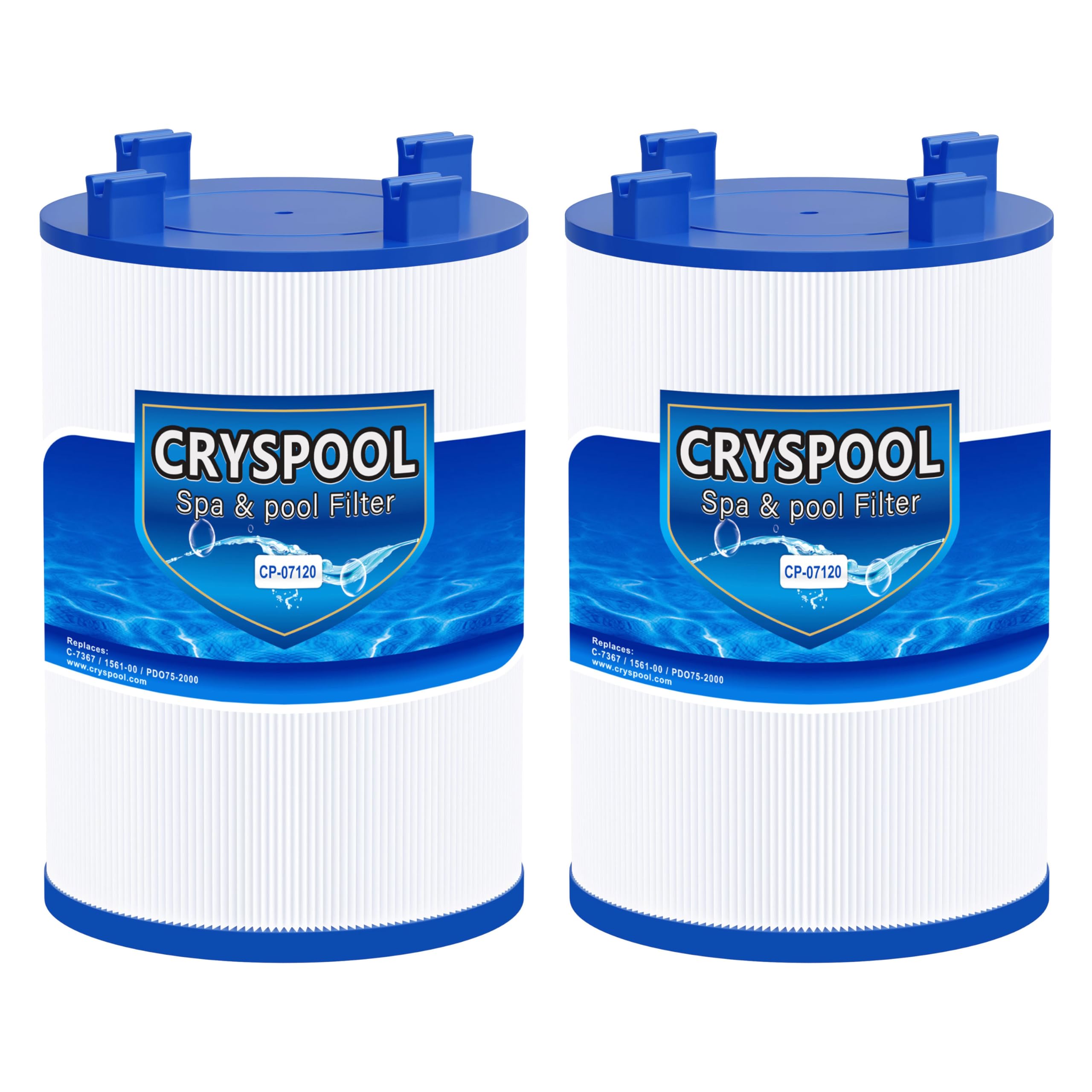 Cryspool front view showing filter cartridge and clear fit benefit
