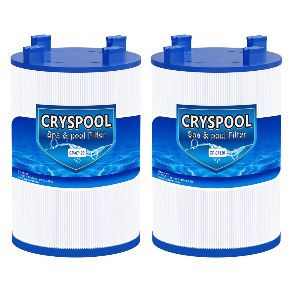 Cryspool front view showing filter cartridge and clear fit benefit