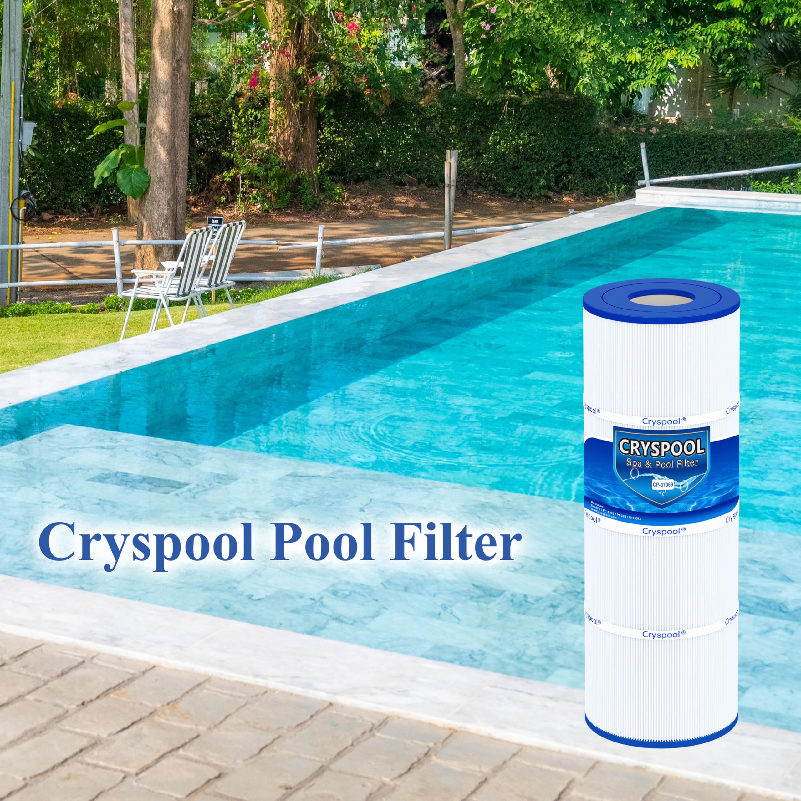 Cryspool near a backyard pool showing clearer water potential