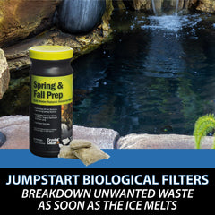 CrystalClear packet resting beside a koi pond highlighting fish-safe formula