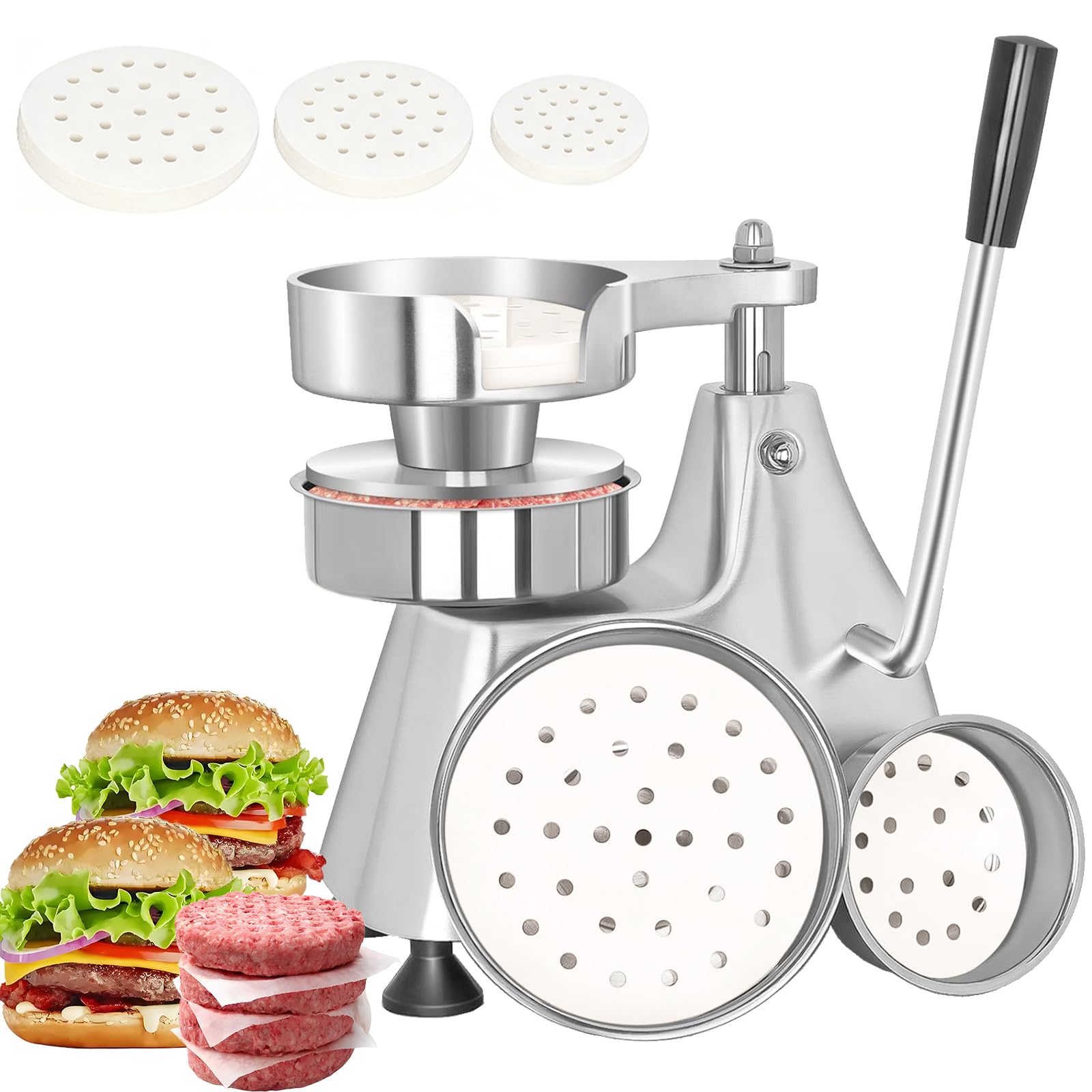 CTJ front view of commercial hamburger press showing sturdy build and controls