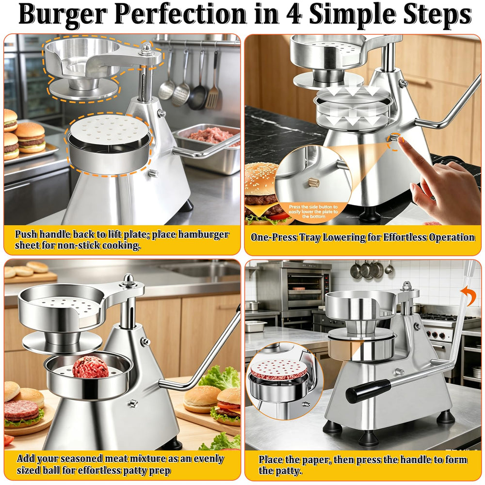 CTJ in-use image of lever action forming a uniform burger patty quickly