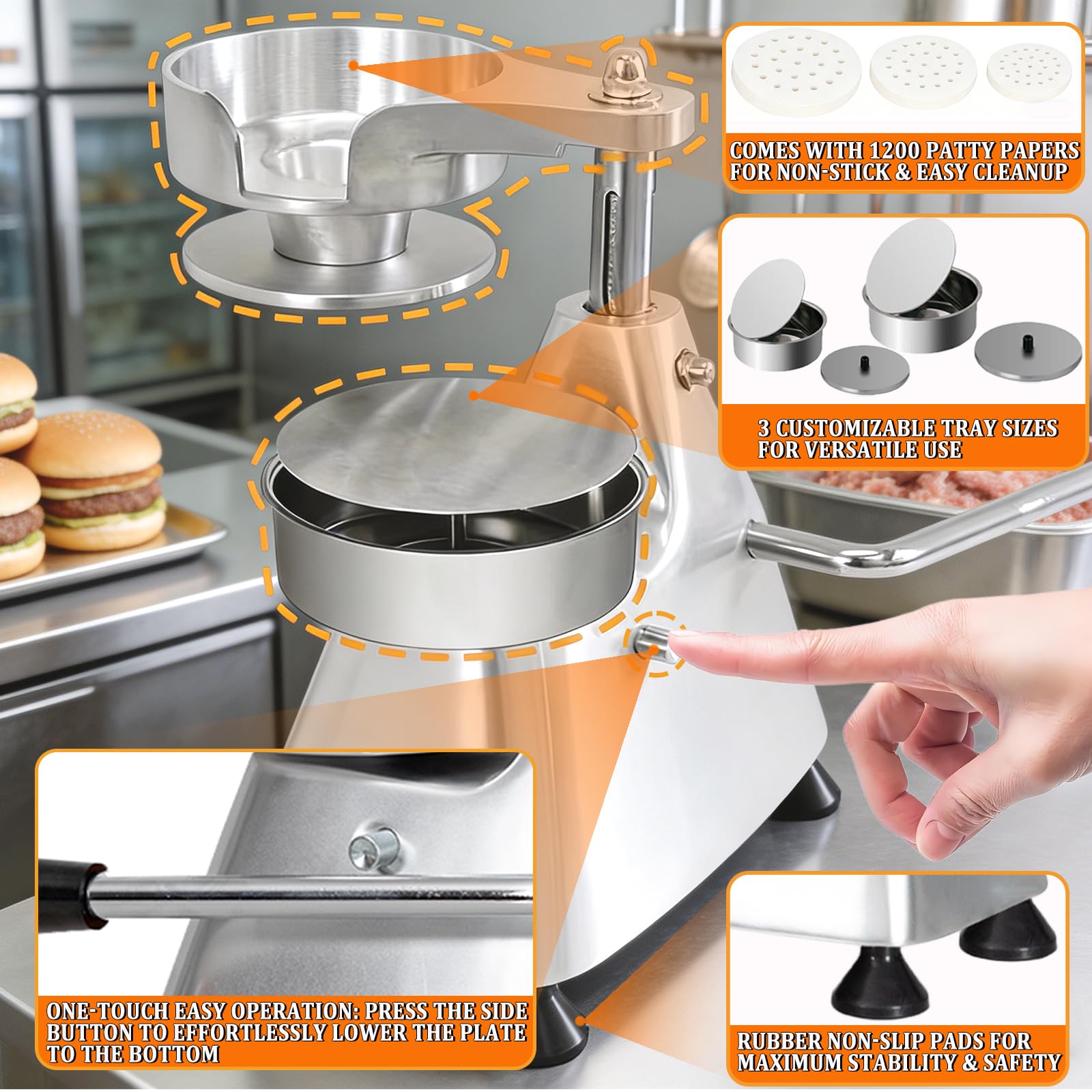 CTJ display of the three interchangeable 4, 5, 6-inch molds for portion flexibility
