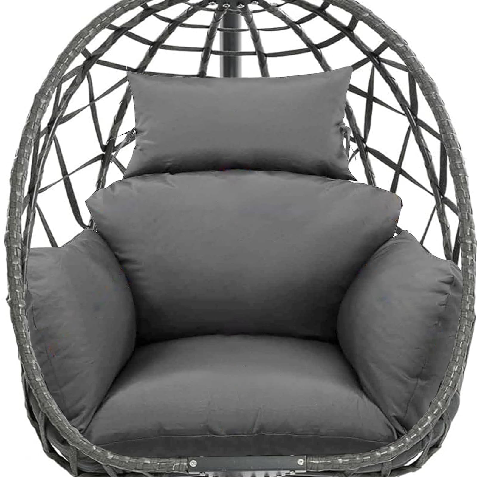 CTLAMK front view of grey egg chair cushion showing full coverage and comfort