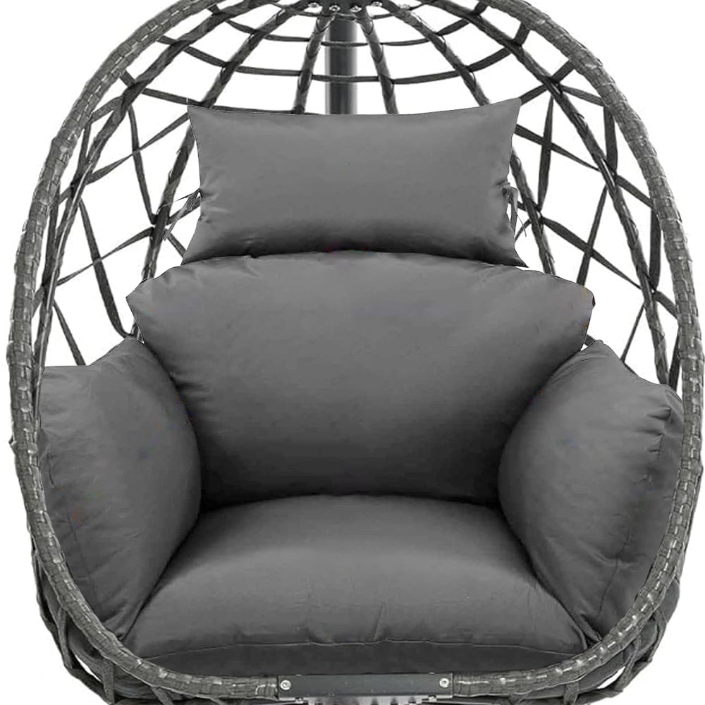 CTLAMK front view of grey egg chair cushion showing full coverage and comfort