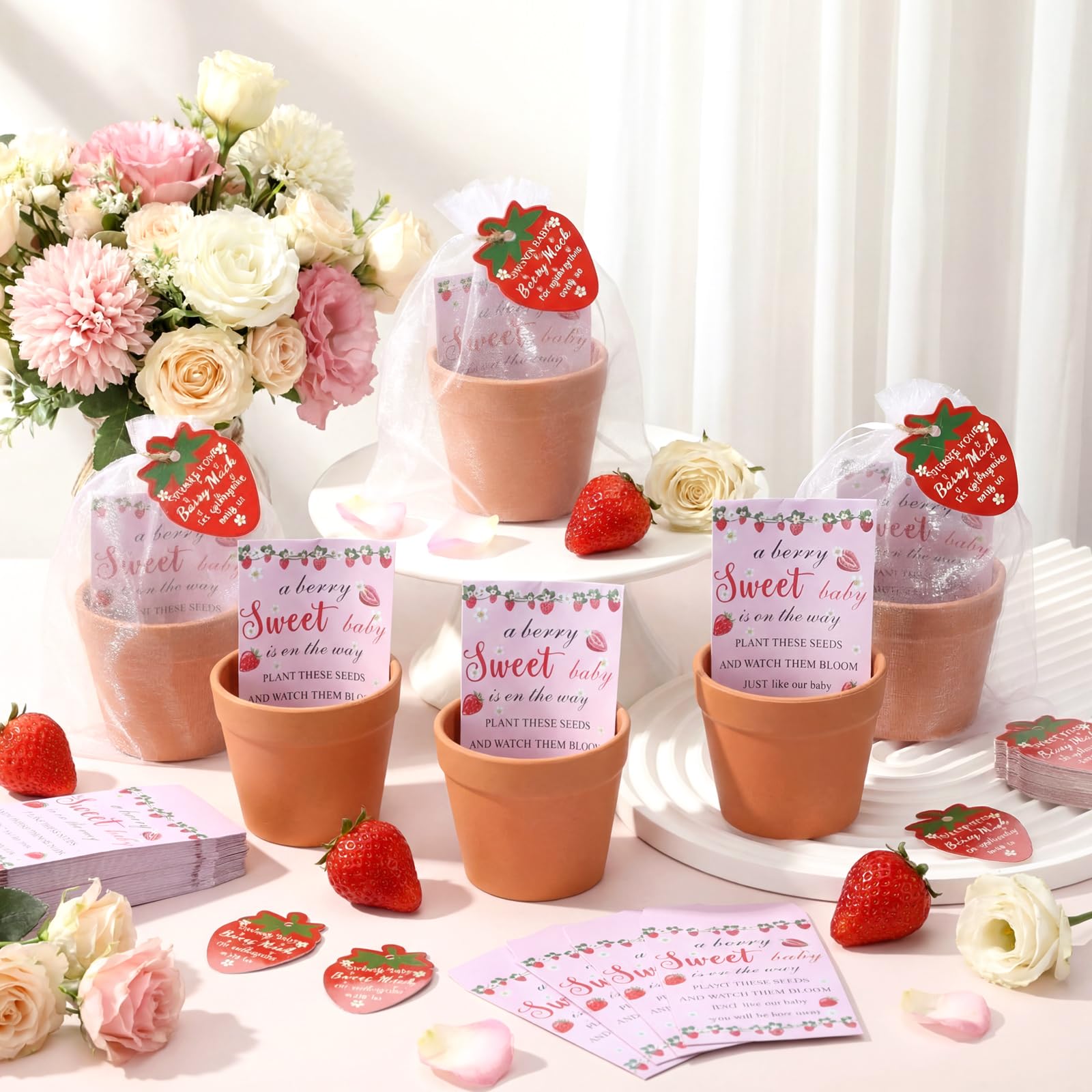 Ctosree miniature plastic pot and thank-you card showing durable keepsake