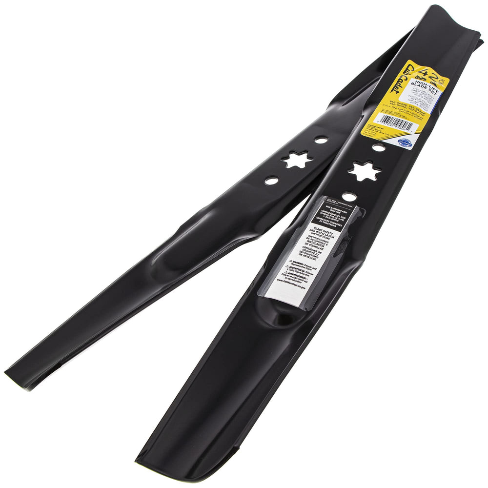 CUB CADET blade next to ruler showing 42-inch deck blade length and sizing