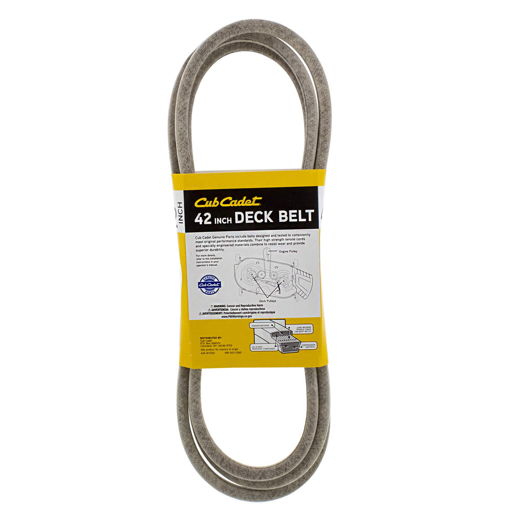 CUB CADET close-up of belt rib profile showing durable material and precise fit