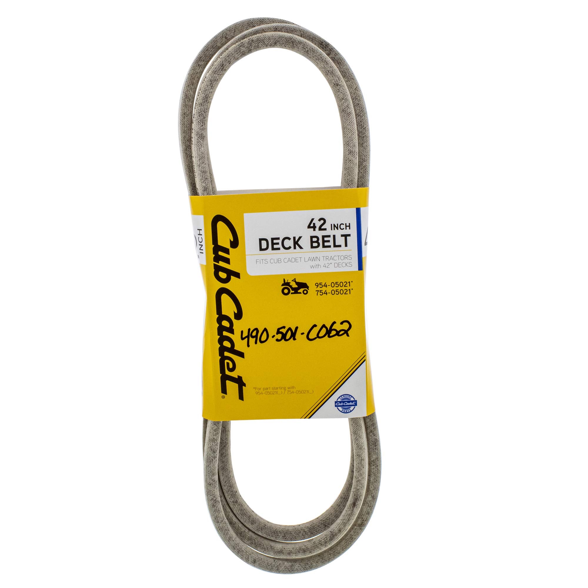 CUB CADET drive belt front view showing full length and OEM fit for reliable replacement