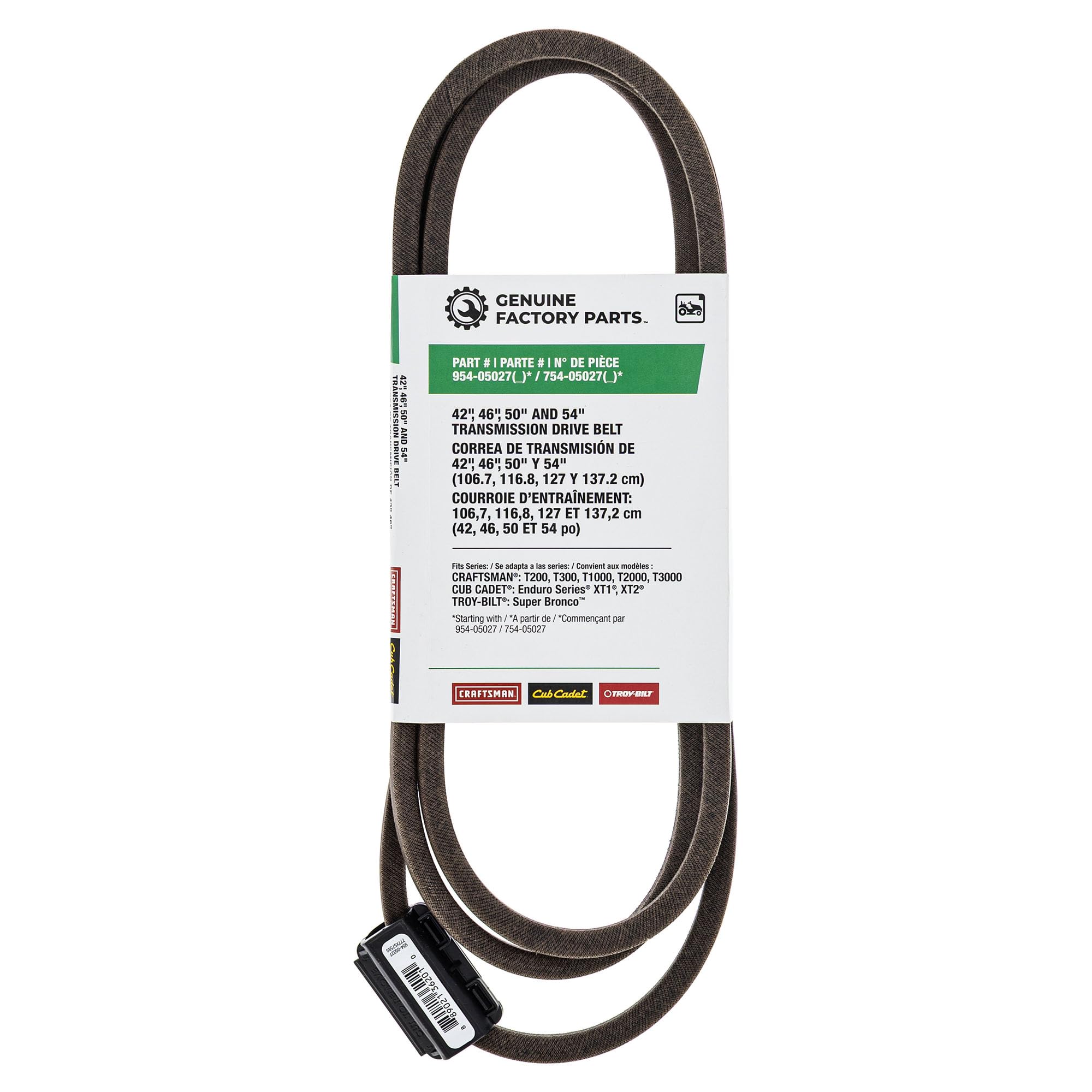 CUB CADET front view of OEM drive belt packaging showing part number for accurate replacement