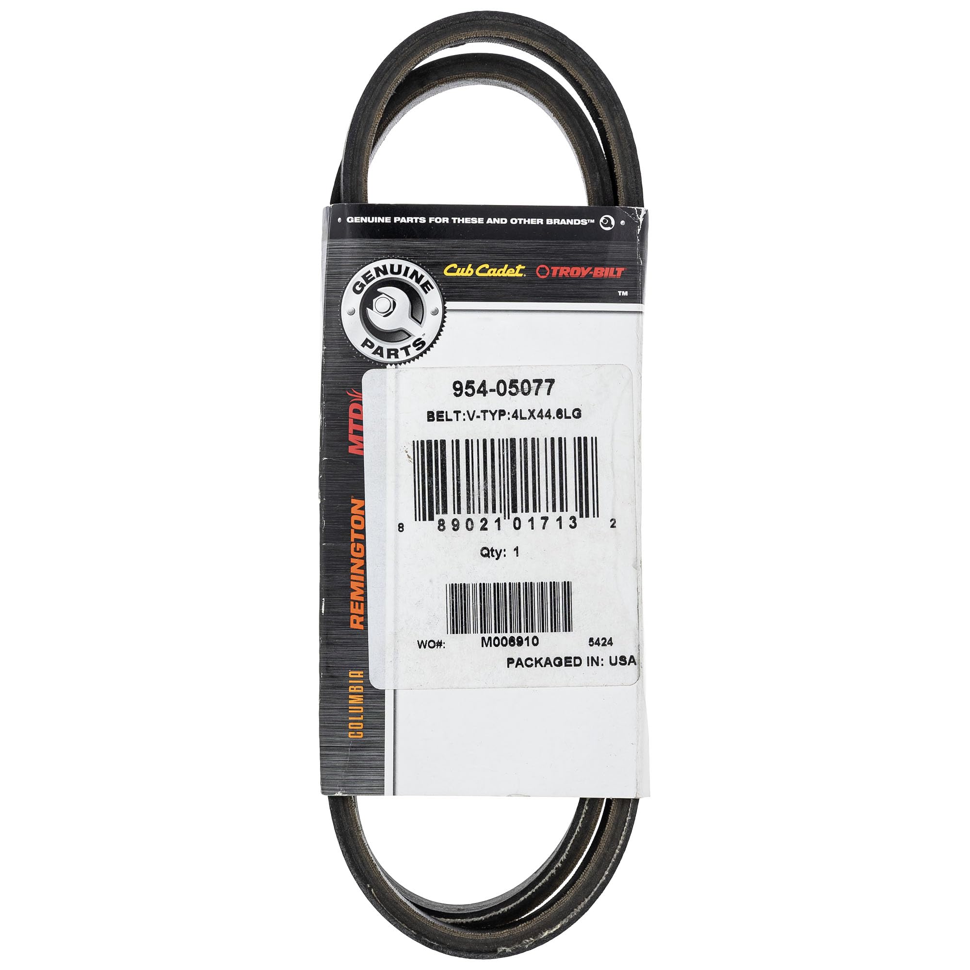 CUB CADET front view of the 954-05077 V-belt showing OEM packaging and reliability