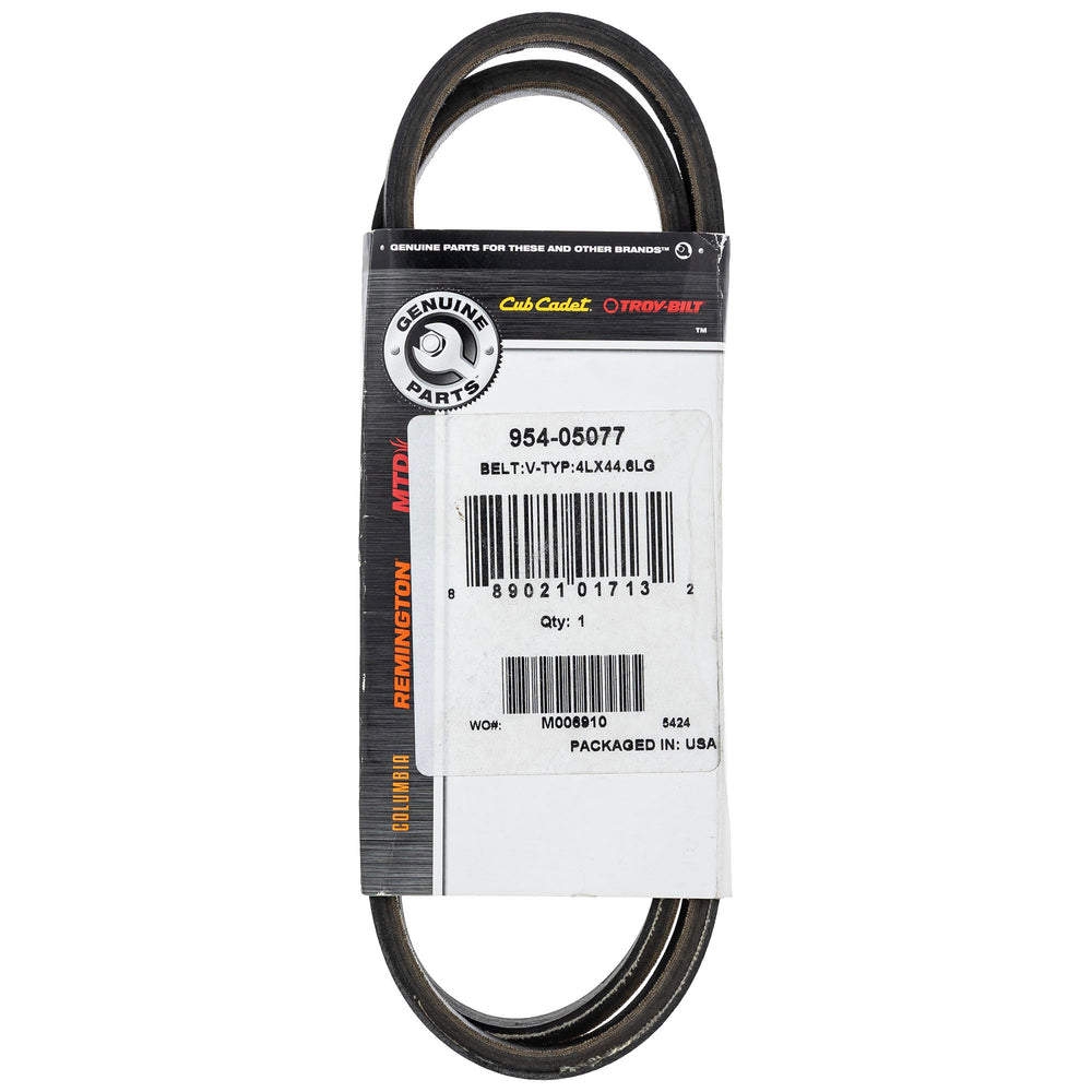 CUB CADET front view of the 954-05077 V-belt showing OEM packaging and reliability