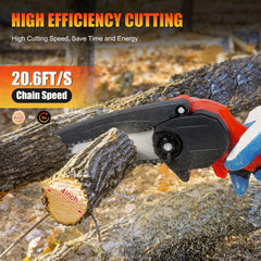 Cub Tik closeup of guide chain and bar emphasizing durable cutting performance