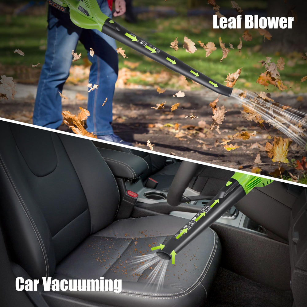 Cub Tik in use clearing dry leaves on lawn, fast cleanup benefit