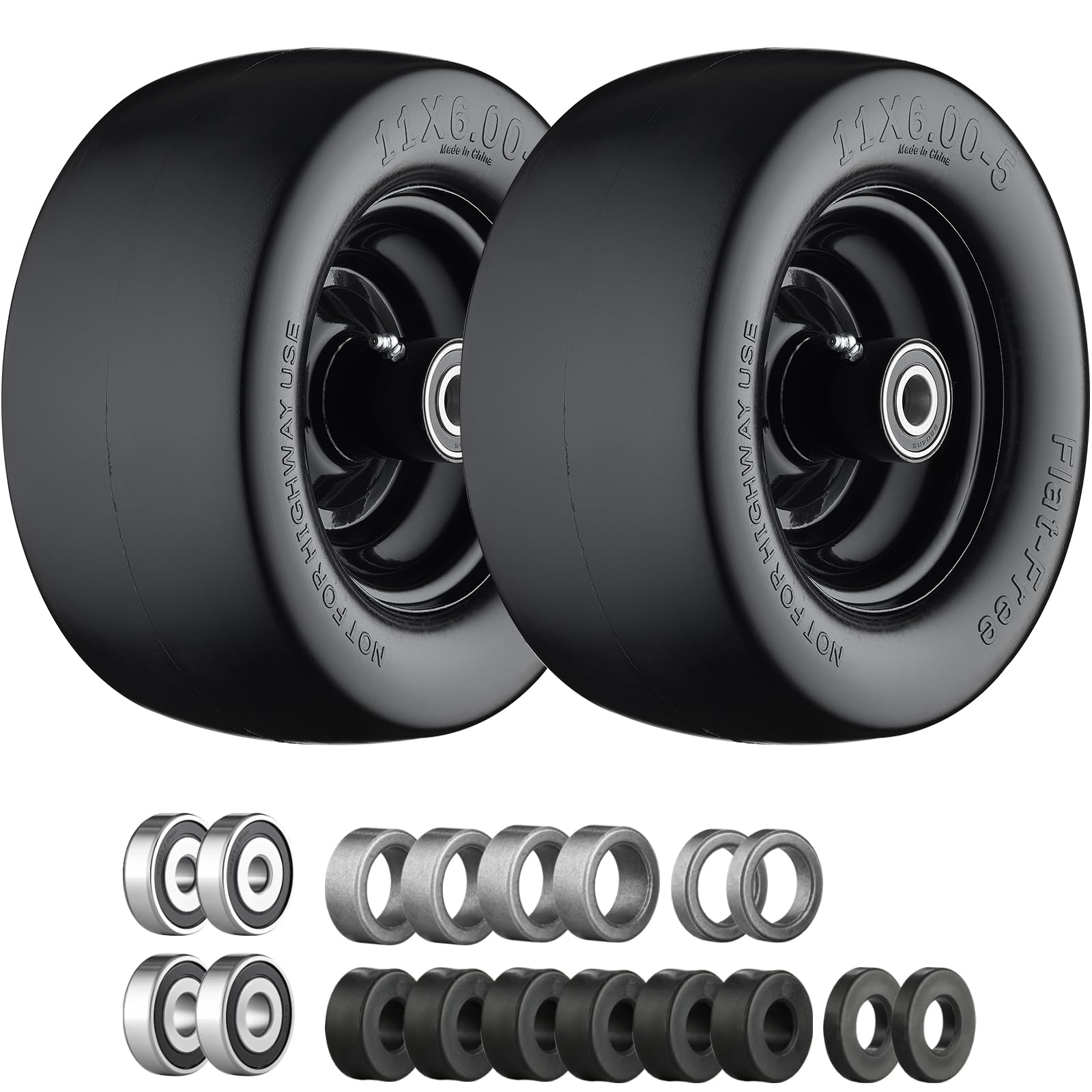 Cubesprings front packaging view showing two flat free tires and benefits
