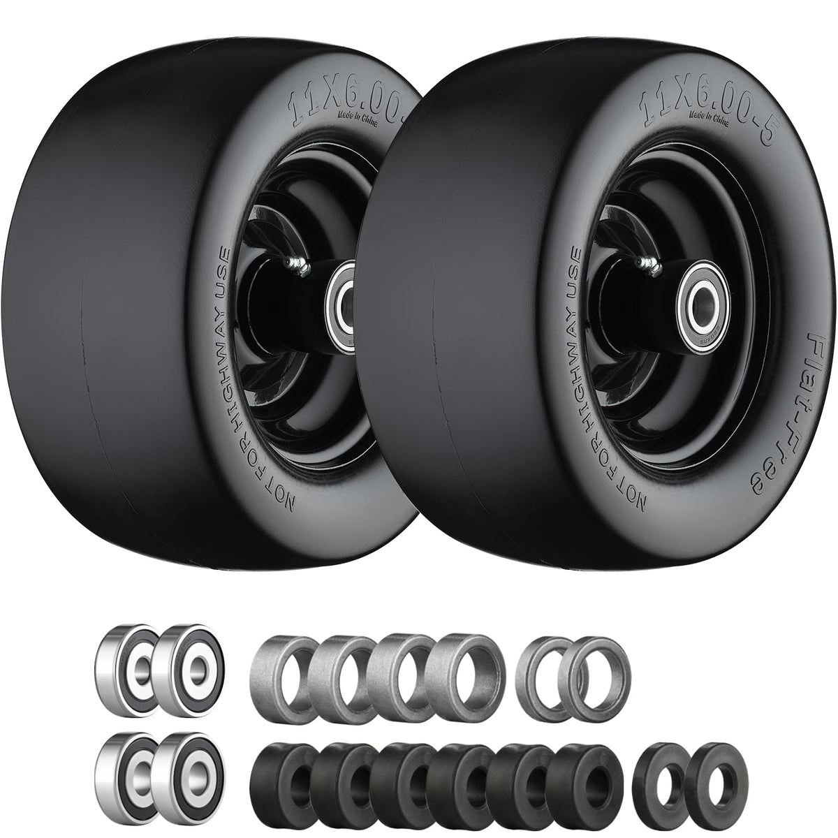 Cubesprings front packaging view showing two flat free tires and benefits