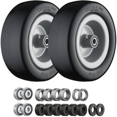 Cubesprings front view of assembled 13x5.00-6 wheel showing solid tire and rim benefit durability