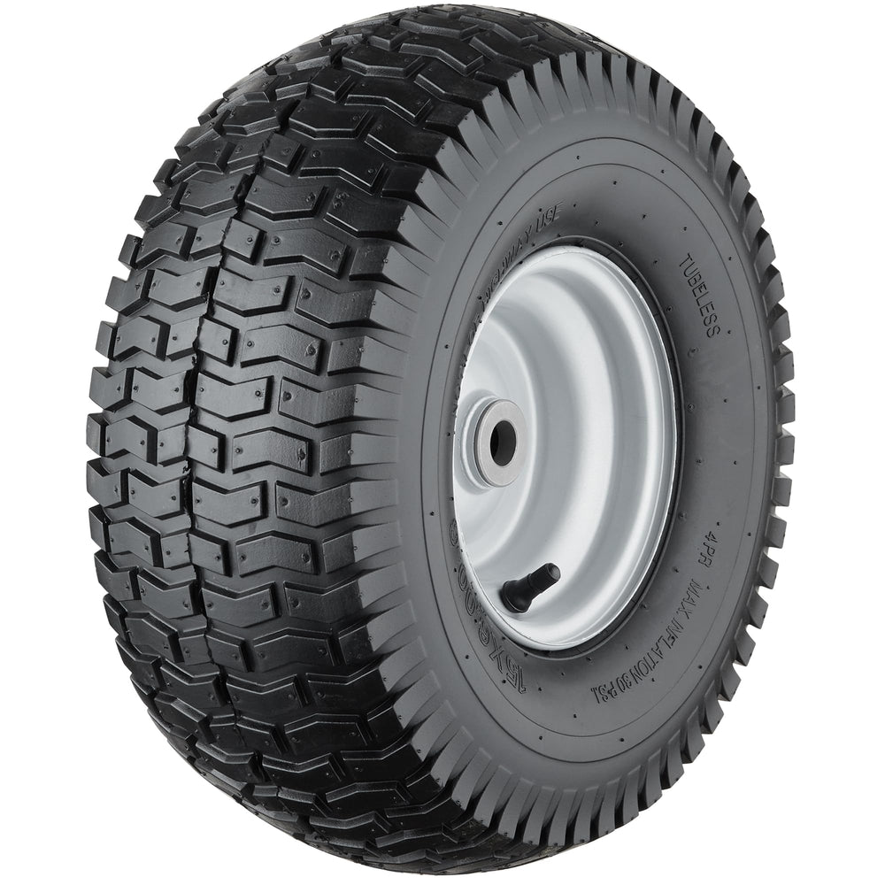 Cubesprings front wheel assembly showing full tire and steel rim, durable replacement