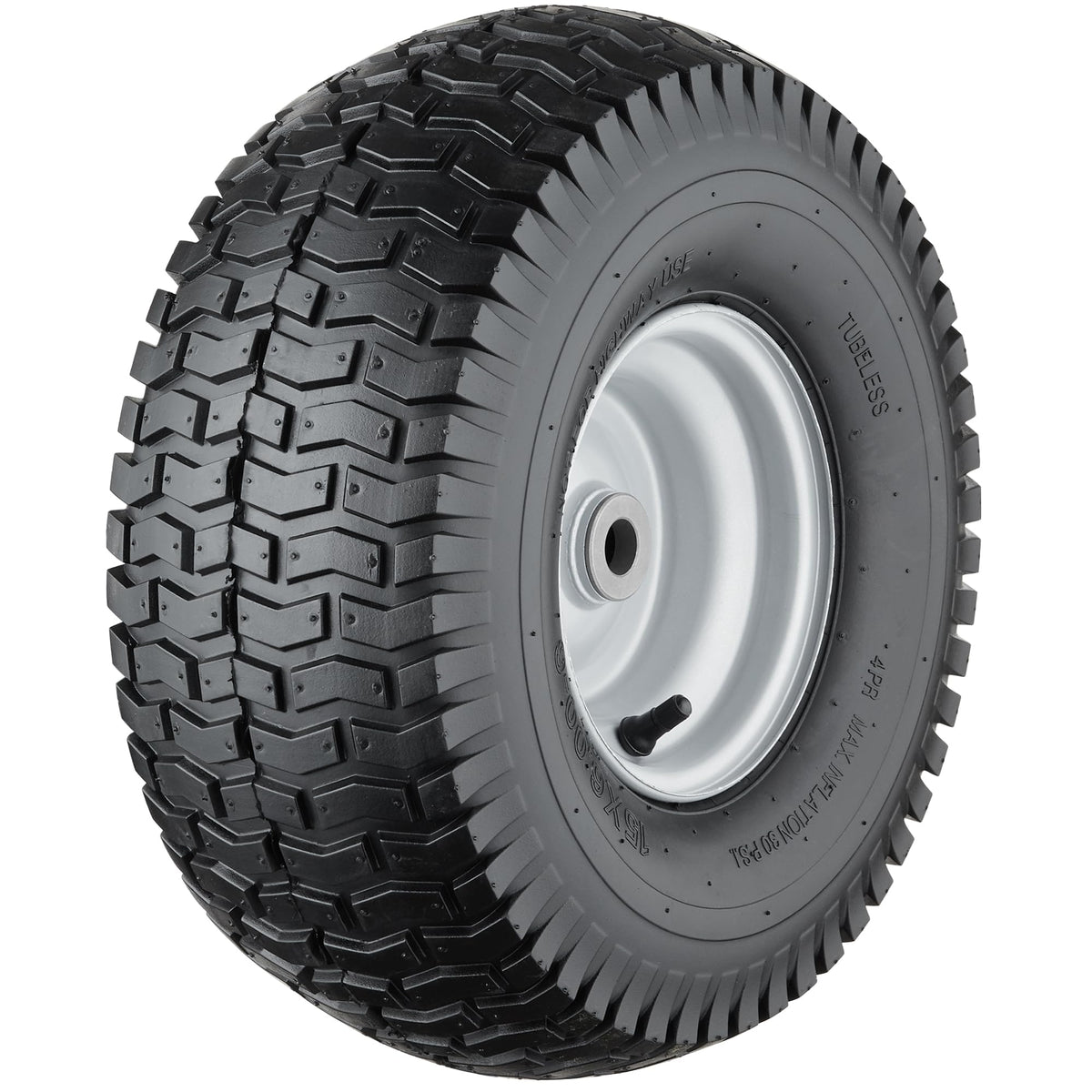 Cubesprings front wheel assembly showing full tire and steel rim, durable replacement