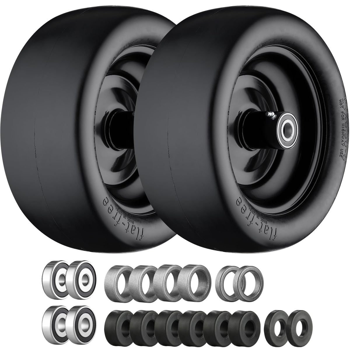 Cubesprings full front wheel view showing solid tire and alloy hub for durability