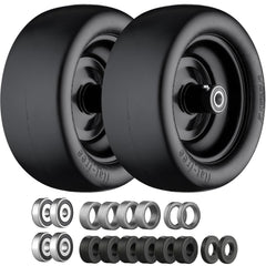 Cubesprings full front wheel view showing solid tire and alloy hub for durability