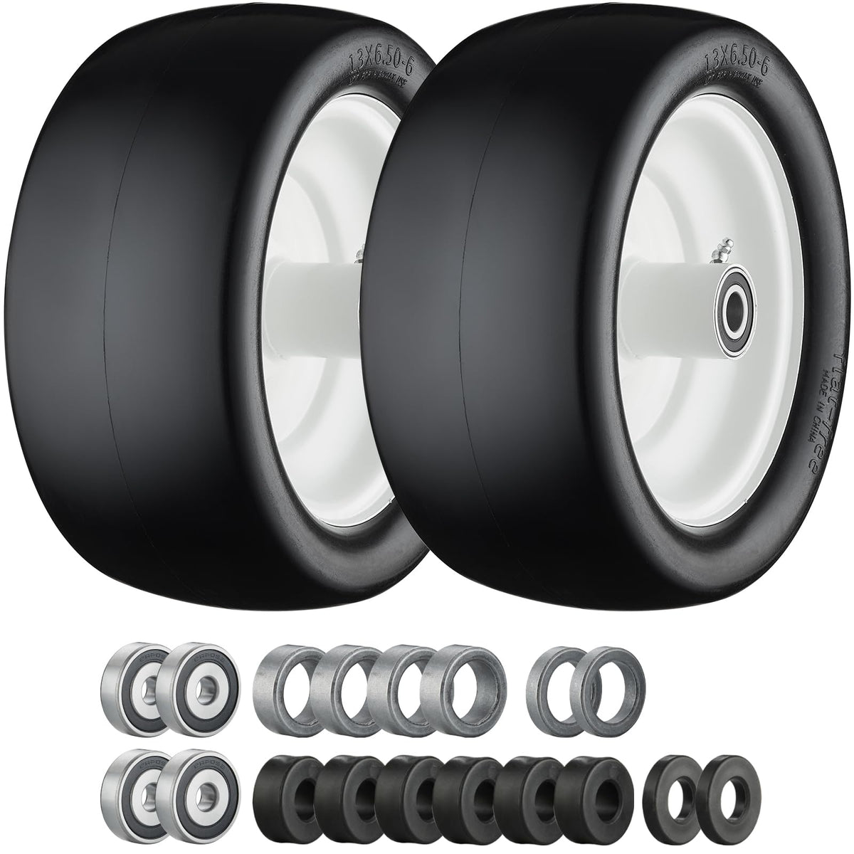 Cubesprings front wheel packaging showing both tires and adapters, easy replacement