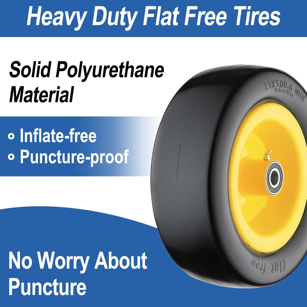 Cubesprings front wheel installed on zero-turn mower showing maintenance-free use
