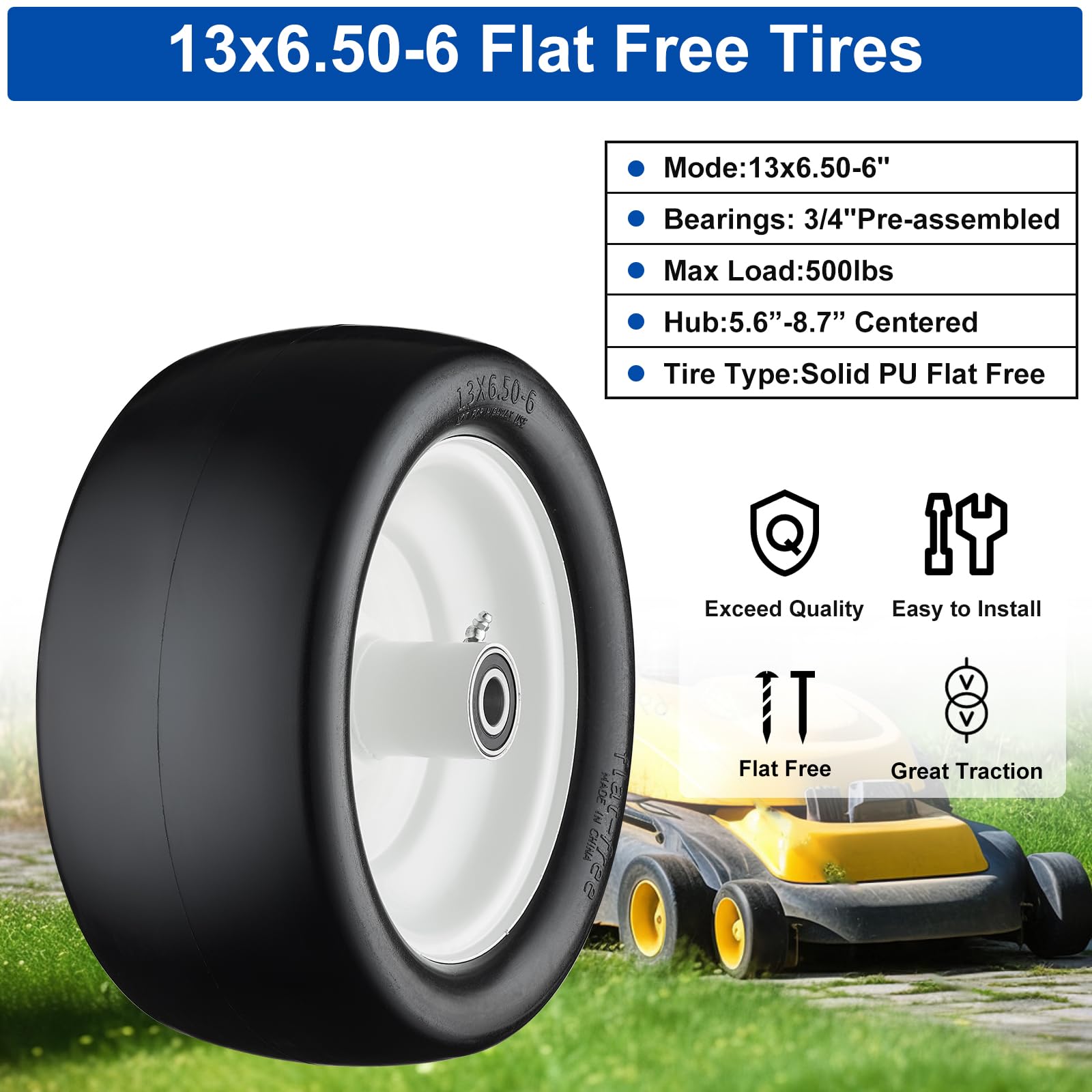 Cubesprings wheel installed on a zero-turn mower, prevents flat-related downtime