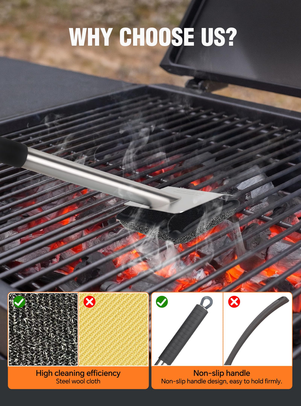 Cuexorik cleaning a flat-top griddle to lift carbon and oil