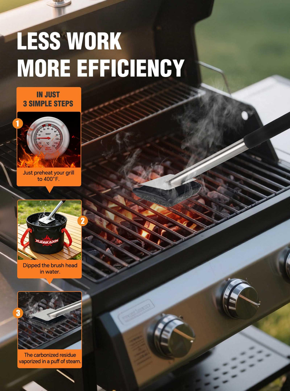 Cuexorik long stainless-steel handle detailed for heat protection