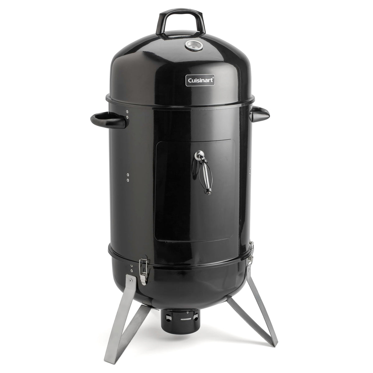 Cuisinart smoker front view showing compact vertical design and spacious cooking area