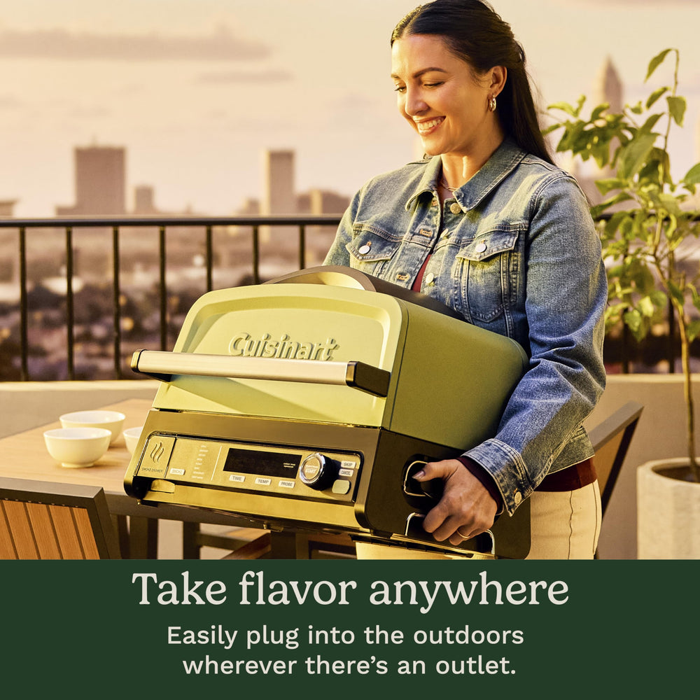 Cuisinart 3-in-1 air fry basket filled with fries showing crispy air-fry results