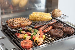 Cuisinart CGR-770 installed with burgers and buns showing even warming