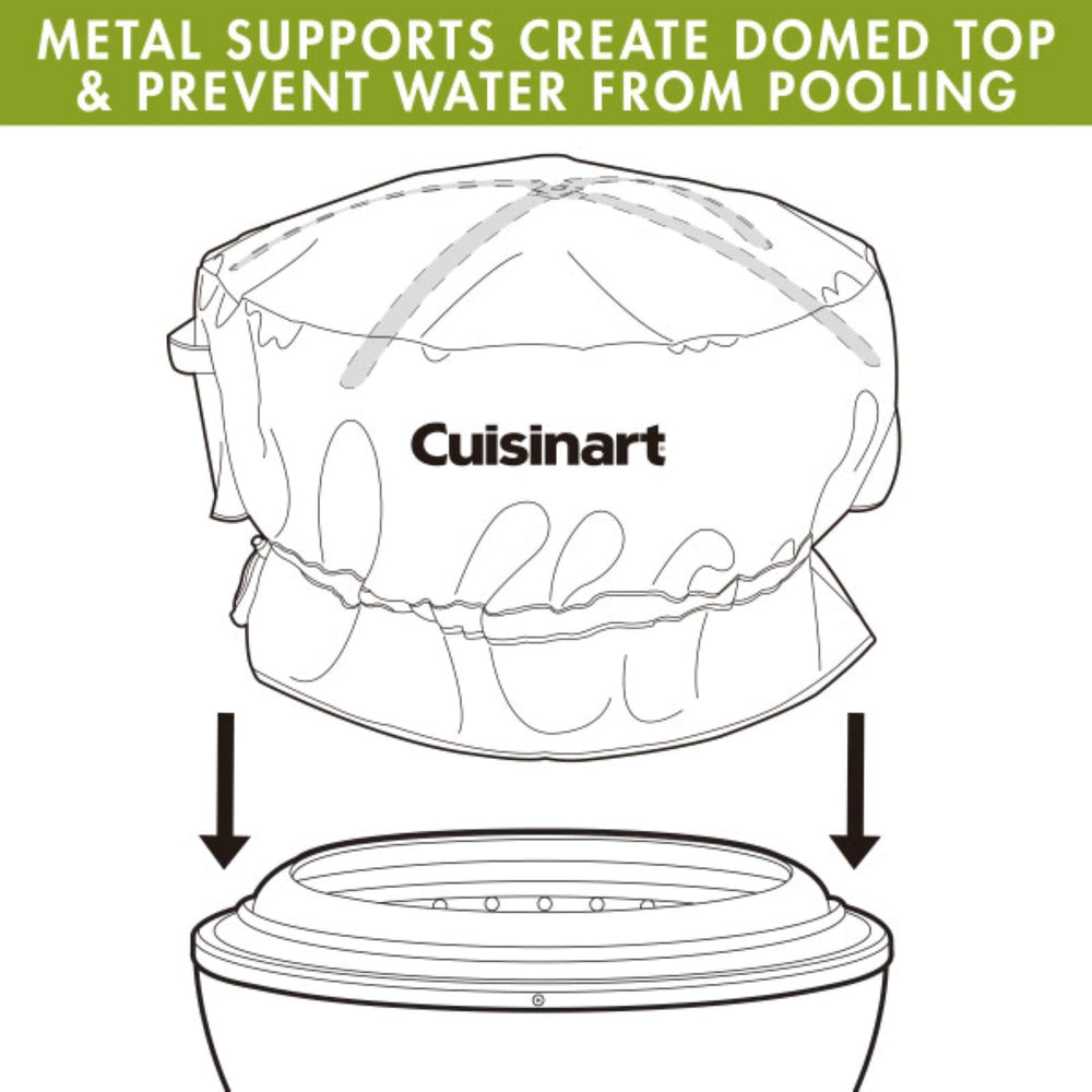 Cuisinart cover on fire pit in patio setting protecting from elements