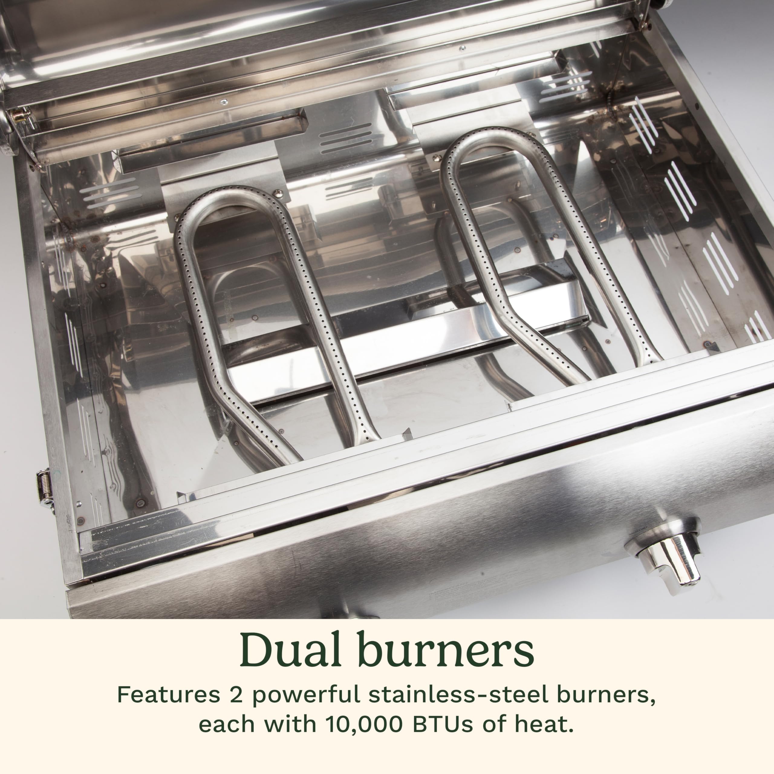 Cuisinart control panel with dual knobs and ignition for precise heat control