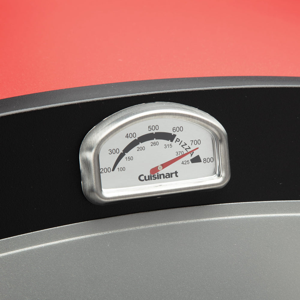 Cuisinart oven cooking a pizza inside to demonstrate fast high-heat performance and brown crusts
