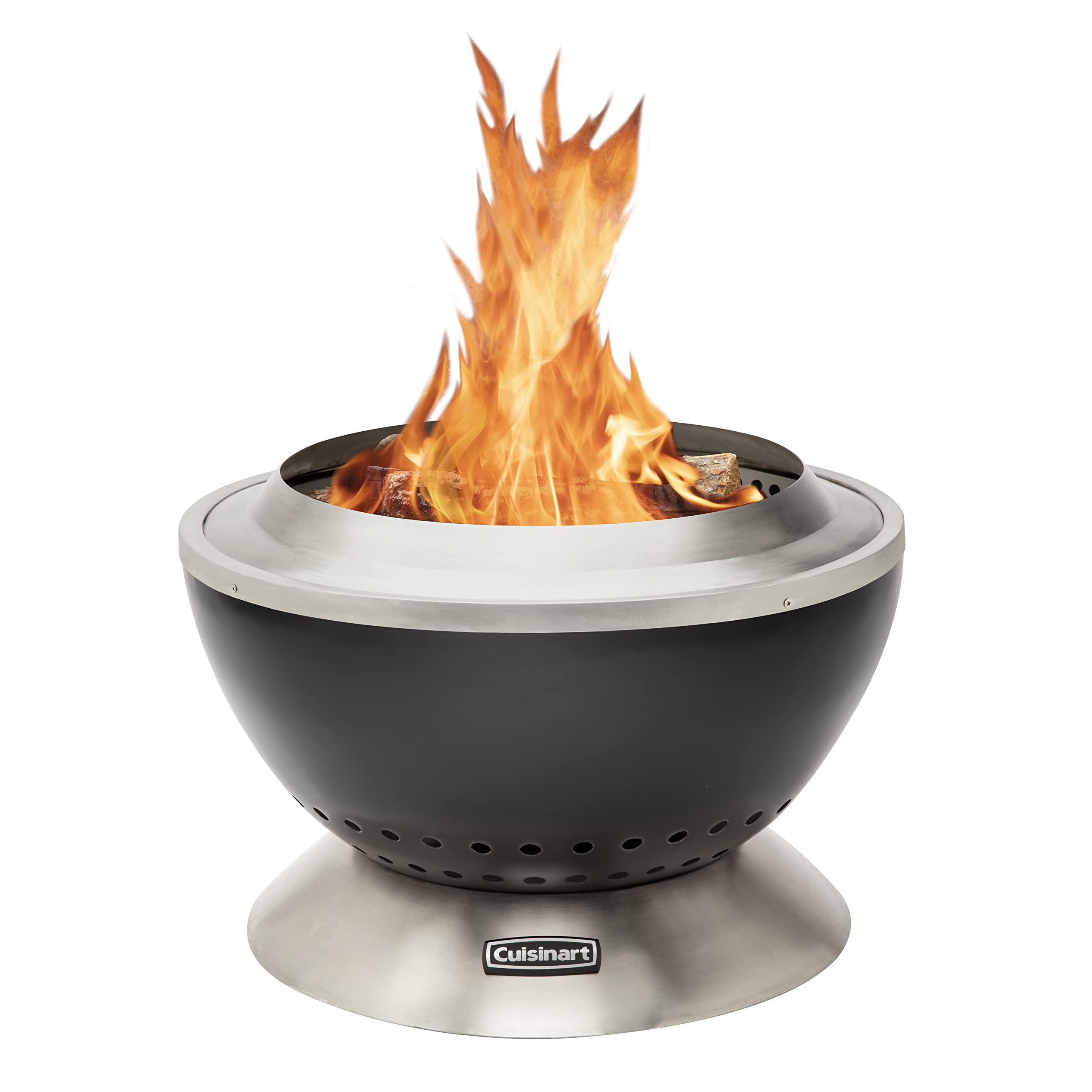 Cuisinart front view assembled fire pit showing sleek design and clean flame