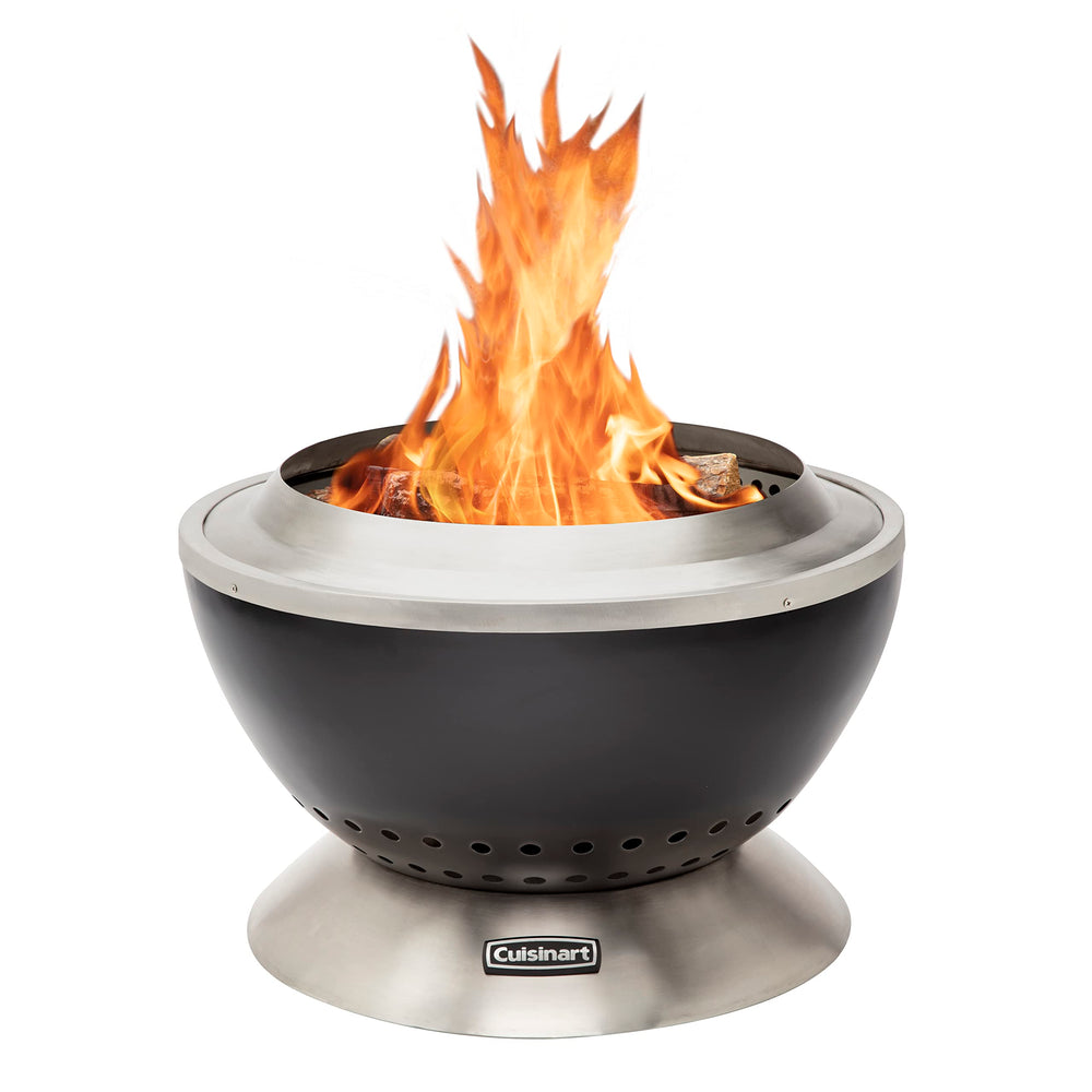 Cuisinart front view assembled fire pit showing sleek design and clean flame