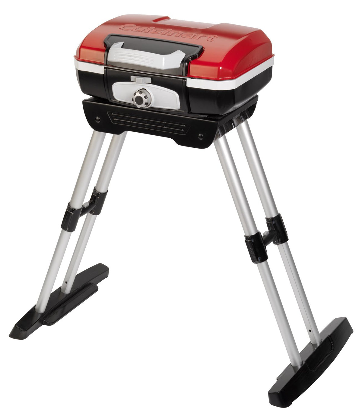 Cuisinart front view of portable gas grill showing compact design and quick setup