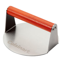 Cuisinart front view of 6-inch press showing durable stainless steel and flat edge for even searing
