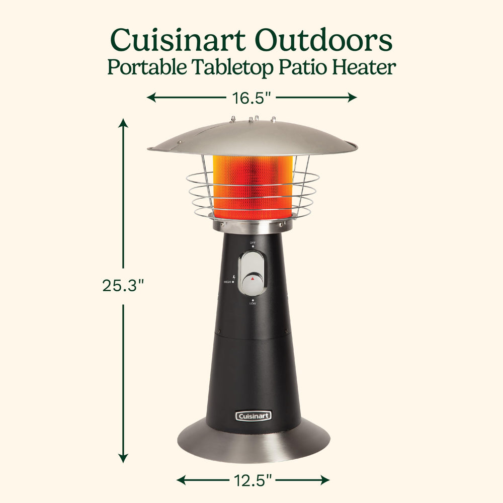 Cuisinart reflector top close-up illustrating wider heat coverage benefit