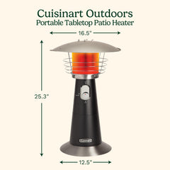 Cuisinart reflector top close-up illustrating wider heat coverage benefit
